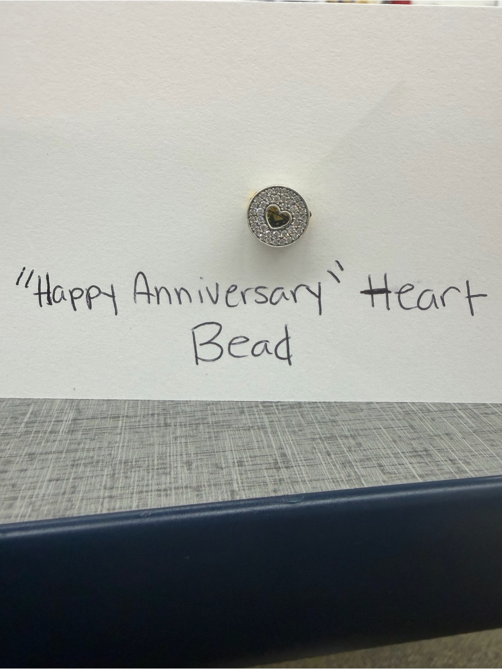 Pandora Retired Happy Anniversary 14K Gold Heart Charm 791290 Sterling Silver